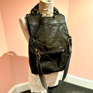 Vintage 90s fold over leather Bohemian bag